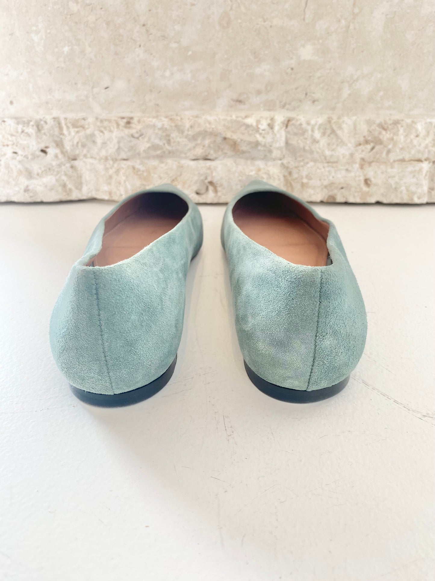 Hugo Boss Suede Ballet Flats in Sage - Size 38