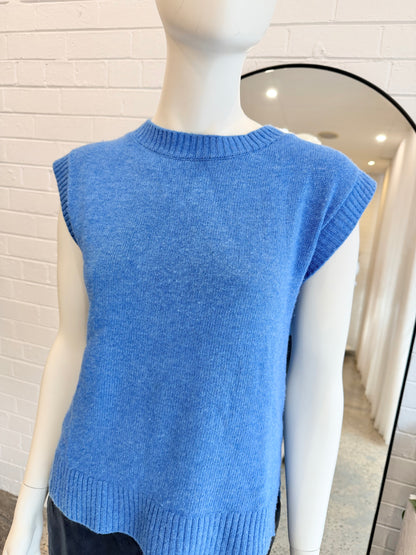 Gorman Blue Wool Blend Oversized Knit Vest - Size 6