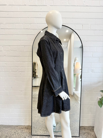 Skin & Threads  Panelled Denim Mini Dress in Dark Blue – Size 3 (12)