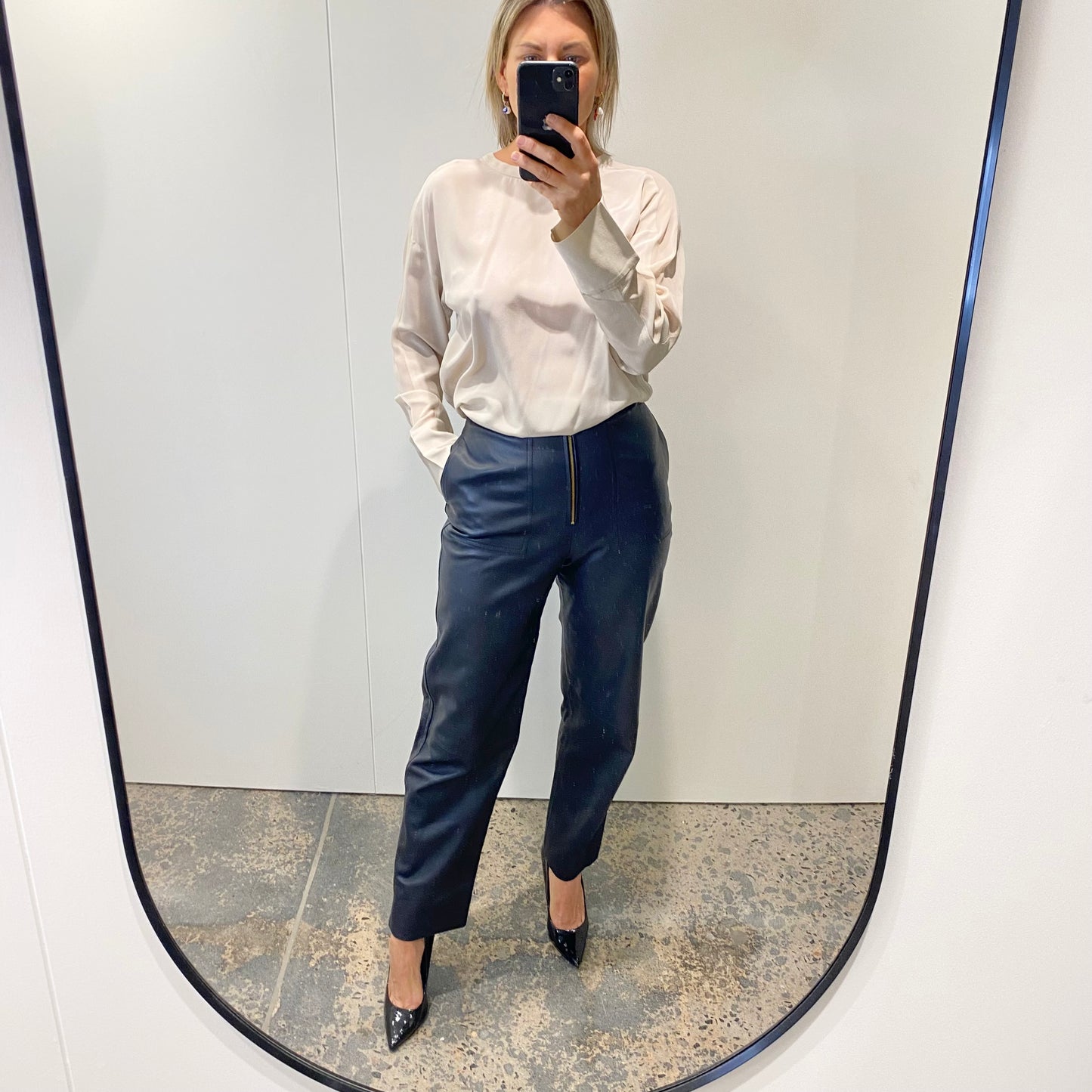 Scanlan Theodore Navy Leather Trousers - Size 8
