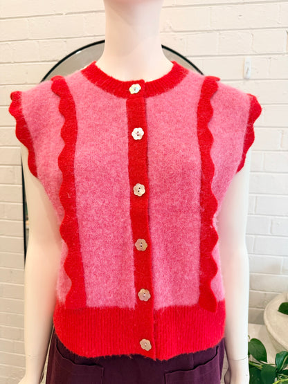 Gorman Pink and Red Sweethearts Knit Vest - Size 10