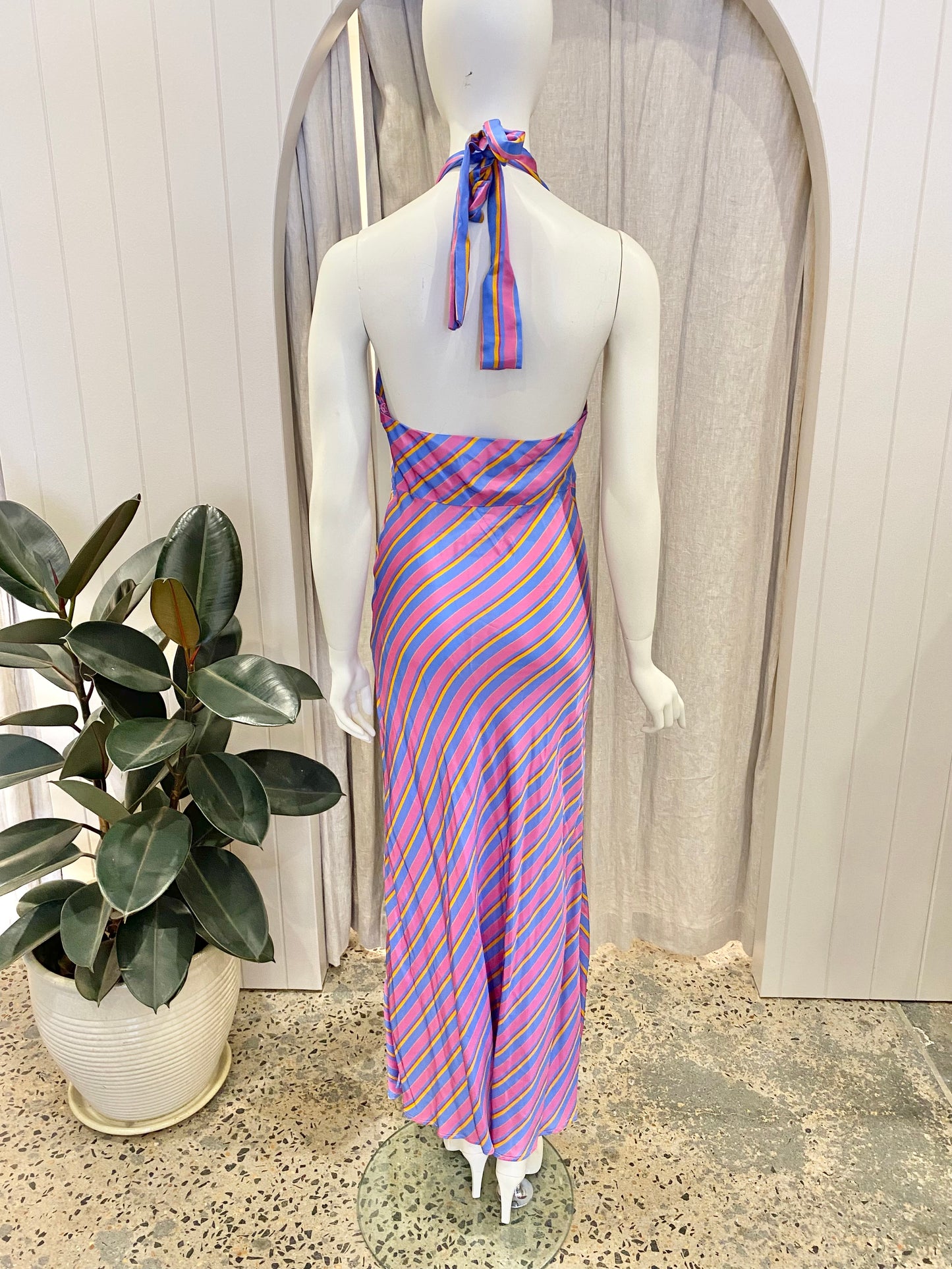 Steele Renata Stripe Halterneck dress - Size S