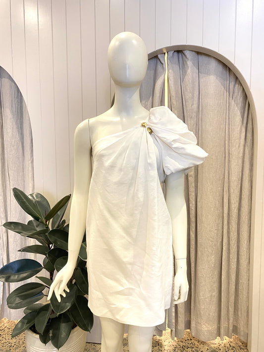 Aje 'Cira' Linen Mini Dress in White - Size 8