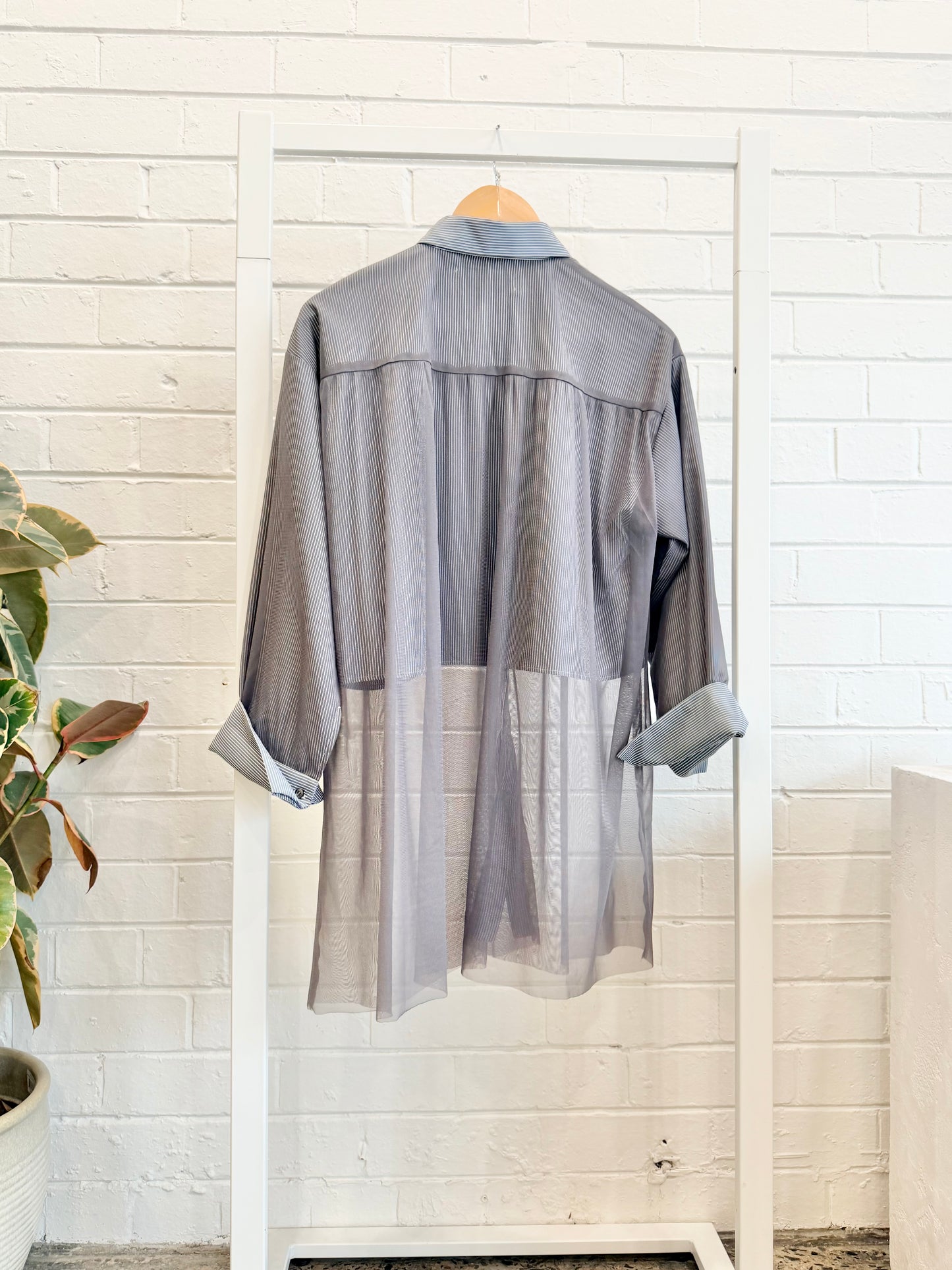 Converse Tokyo Grey Tulle Layered Stripe Shirt - Size S