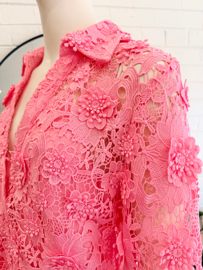 Leo Lin Acacia Lace Shirt Mini Dress - Size 10 - Pre-Loved Geelong