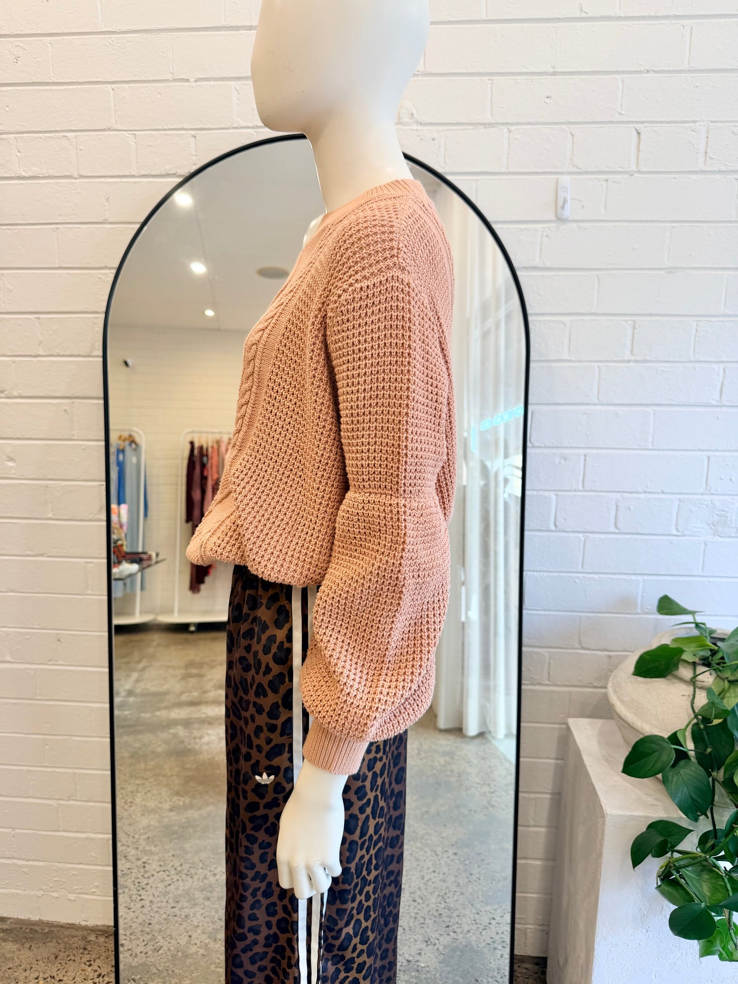 Shona Joy Blush Seidler Cable Knit Jumper - Size L (12)