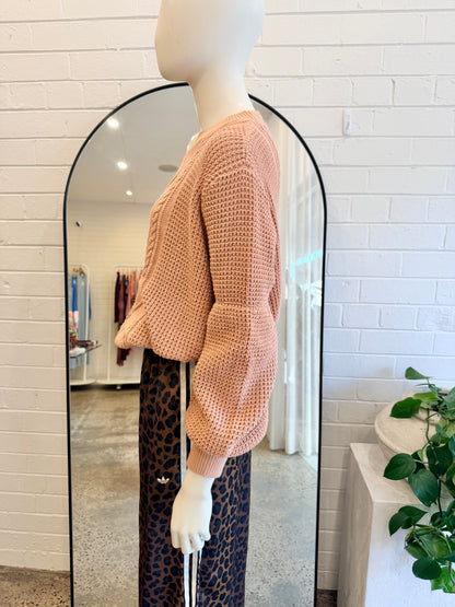Shona Joy Blush Seidler Cable Knit Jumper - Size L (12)