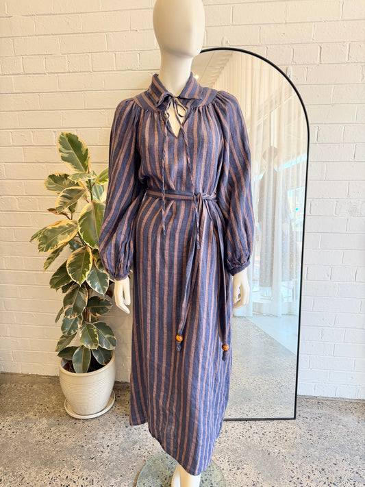 Amelius Navy Linen Estelle Tunic Midi Dress - Size M