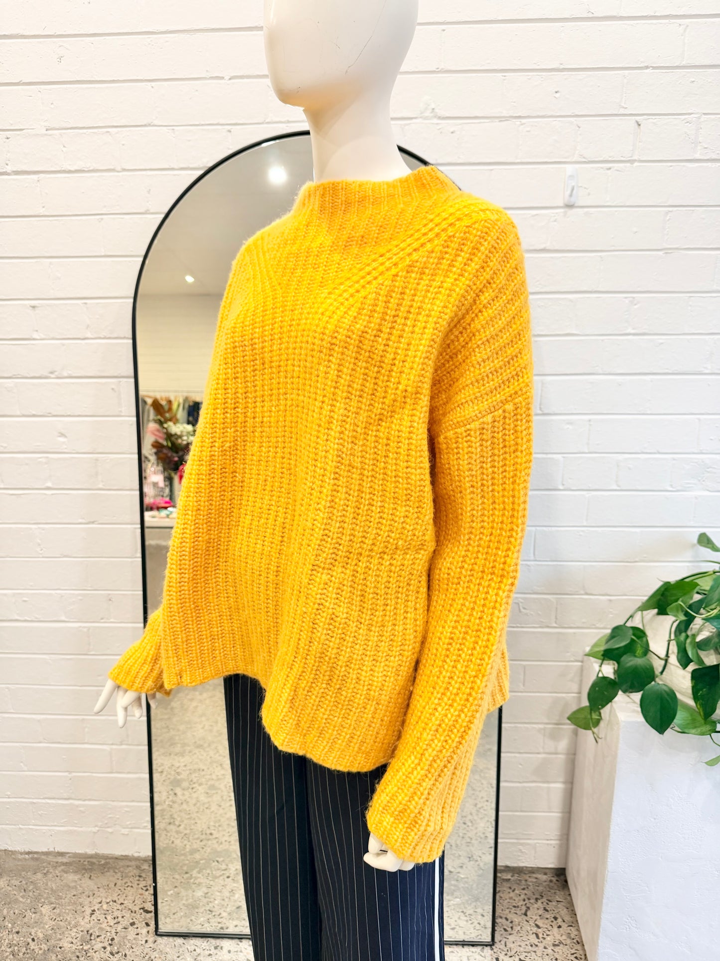 Sass & Bide Chunky Knit Jumper in Lemon Zest - Size L (12)