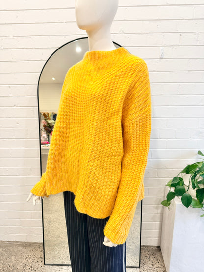 Sass & Bide Chunky Knit Jumper in Lemon Zest - Size L (12)