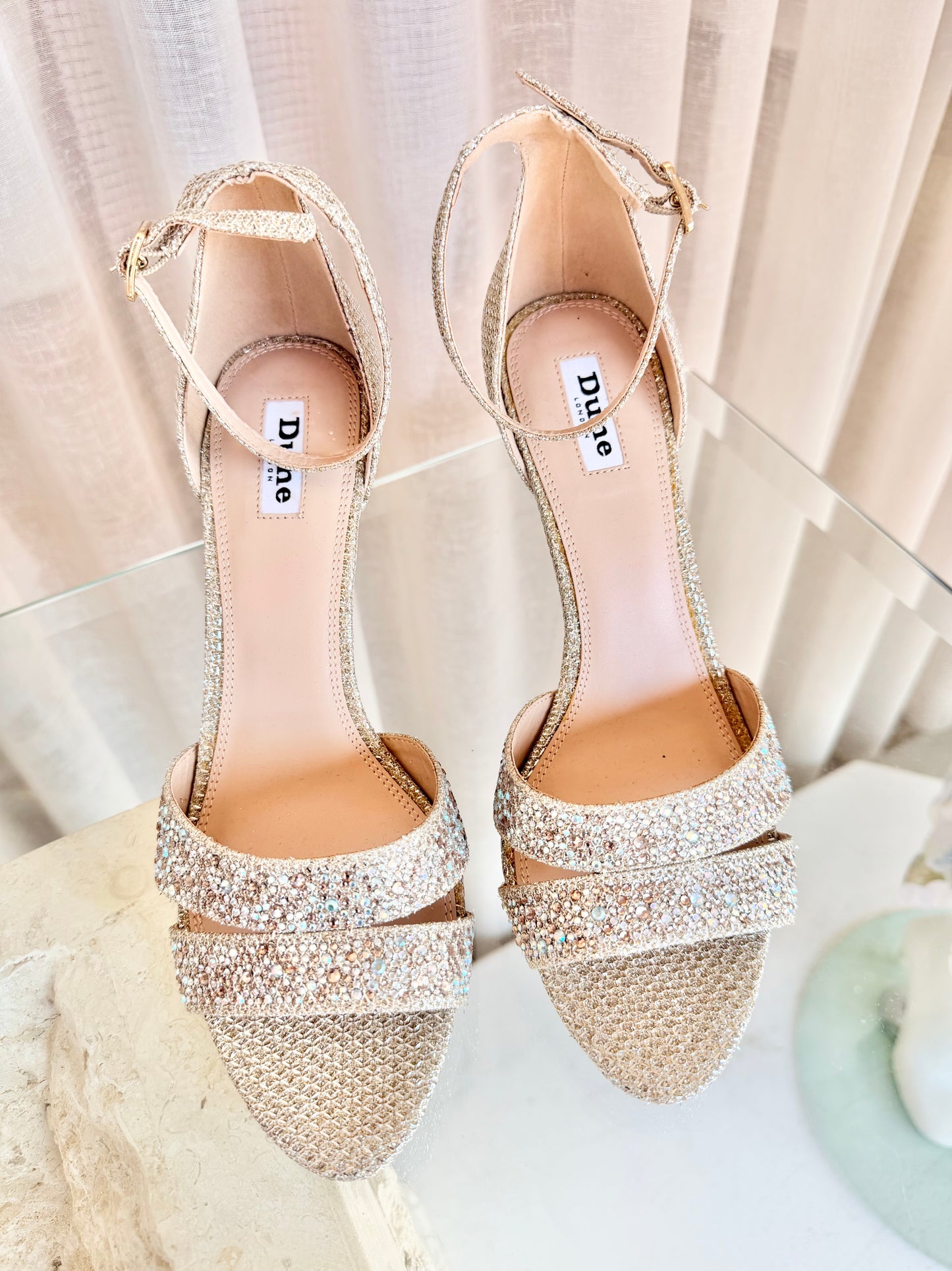 Dune London Mistie Metallic Heels - Size 41