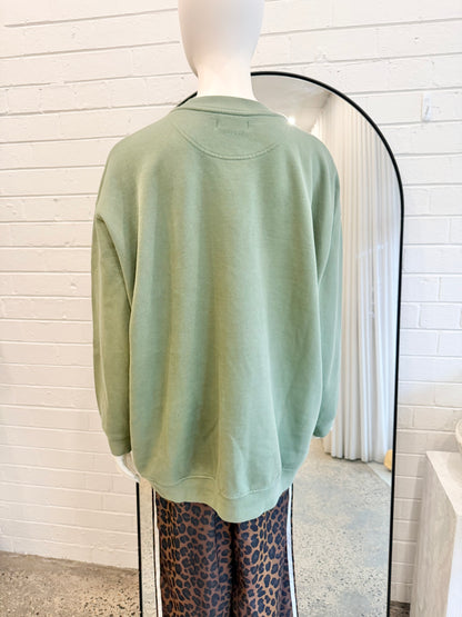 Anine Bing Sage Green Tyler Sweatshirt - Size M (12 - 14)
