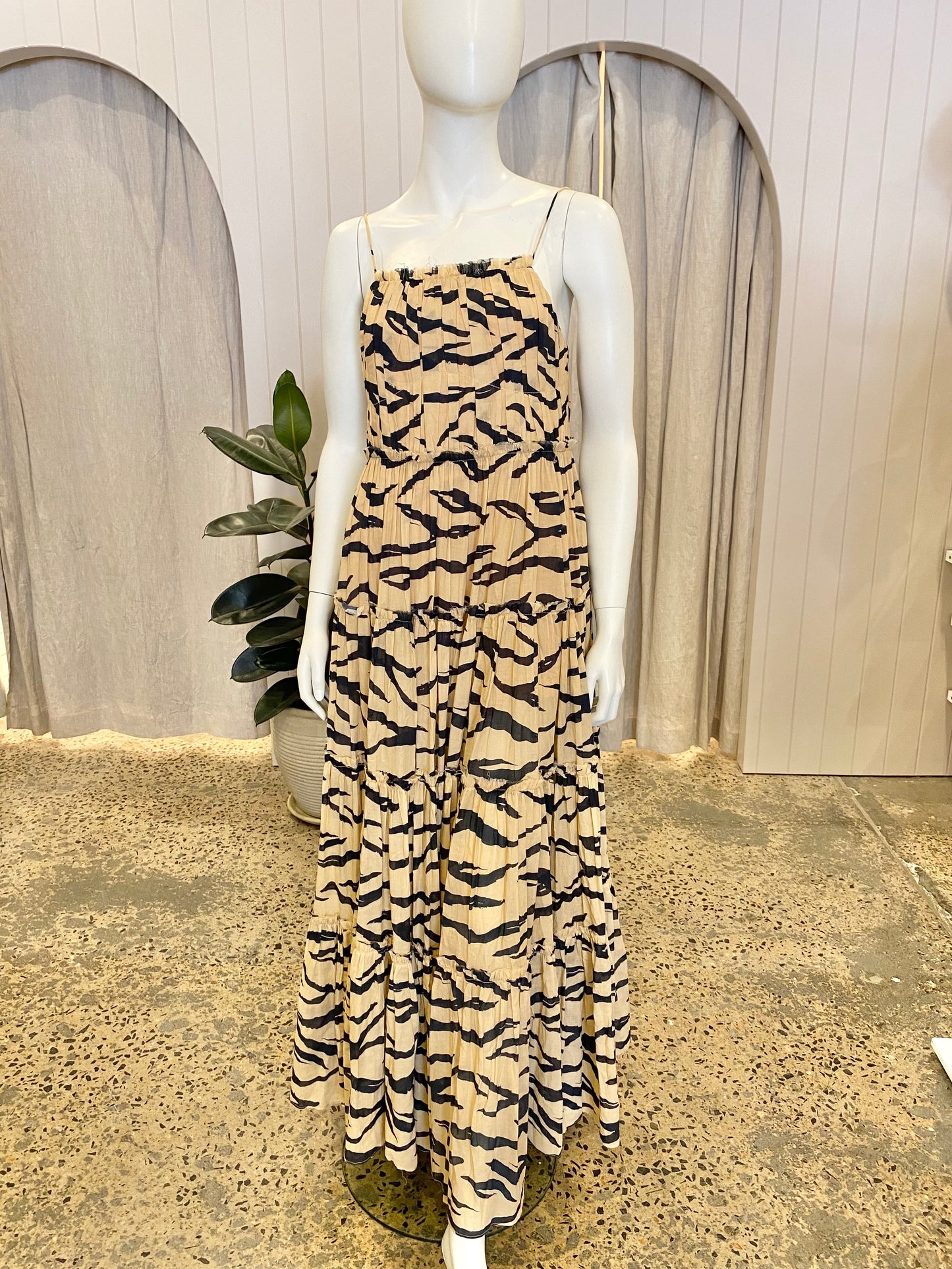 AJE Zebra Tired Maxi Dress - Size 6