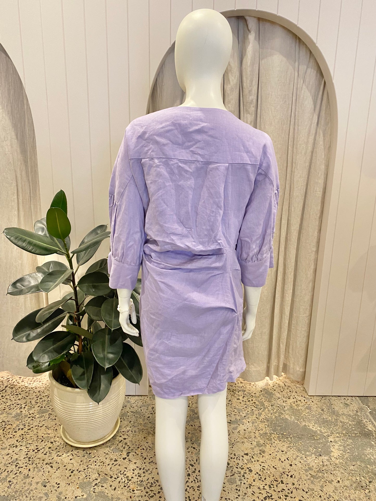 Pfeiffer 'Seeka' Linen Mini Dress in Lilac - Size 10