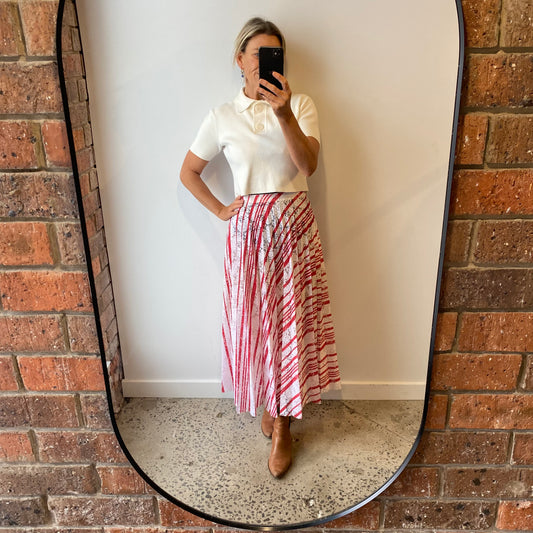 Scanlan Theodore Lace Stripe Midi Skirt - Size 8