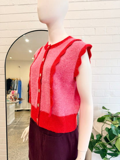 Gorman Pink and Red Sweethearts Knit Vest - Size 10