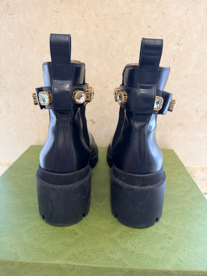 Gucci 'Trip' Embellished Chelsea Boots in Black - Size 38