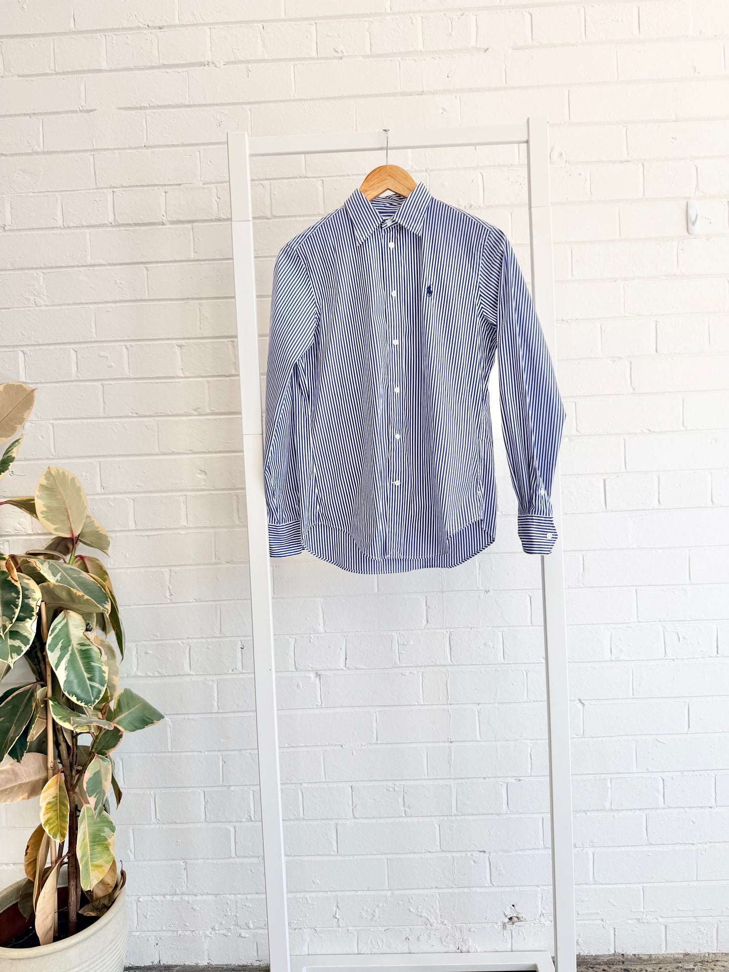 Polo Ralph Lauren Classic Fit Blue / White Striped Cotton Shirt — Size 10 (US 6)