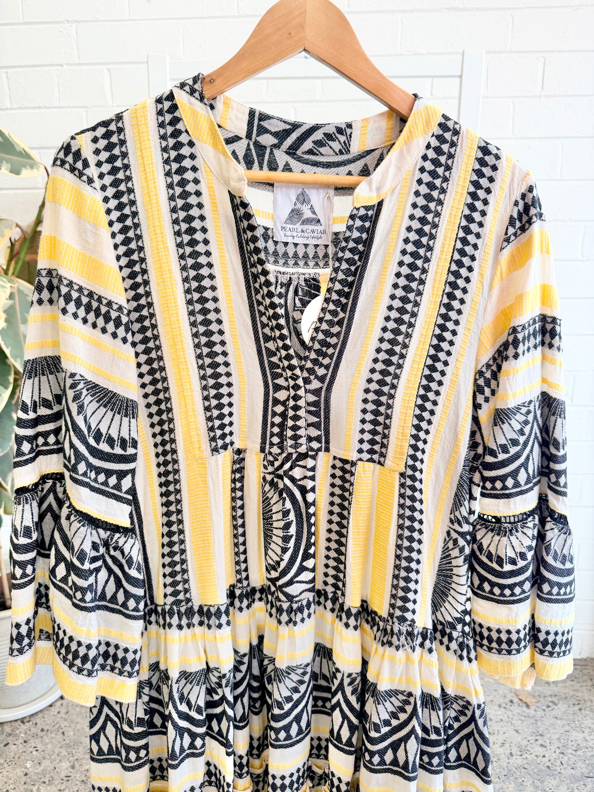 Pearl and Caviar Yellow Tino's Midi Dress - Size S/M (10 - 12)