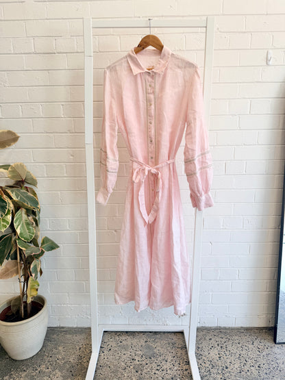 120% LINO Linen Shirt Maxi Dress - Size 14