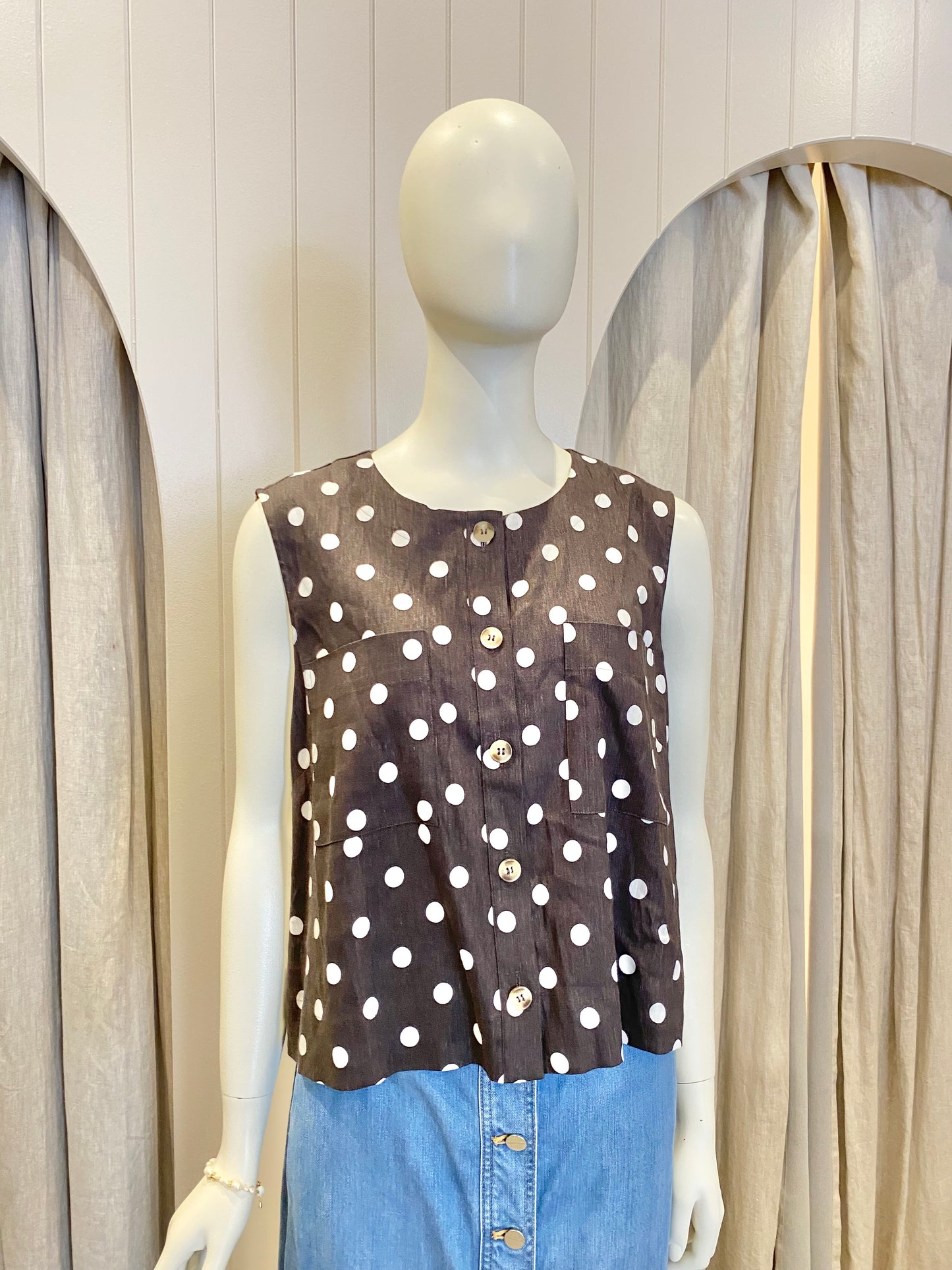 Commonry Zoe Polka Dot Vest - Size 14