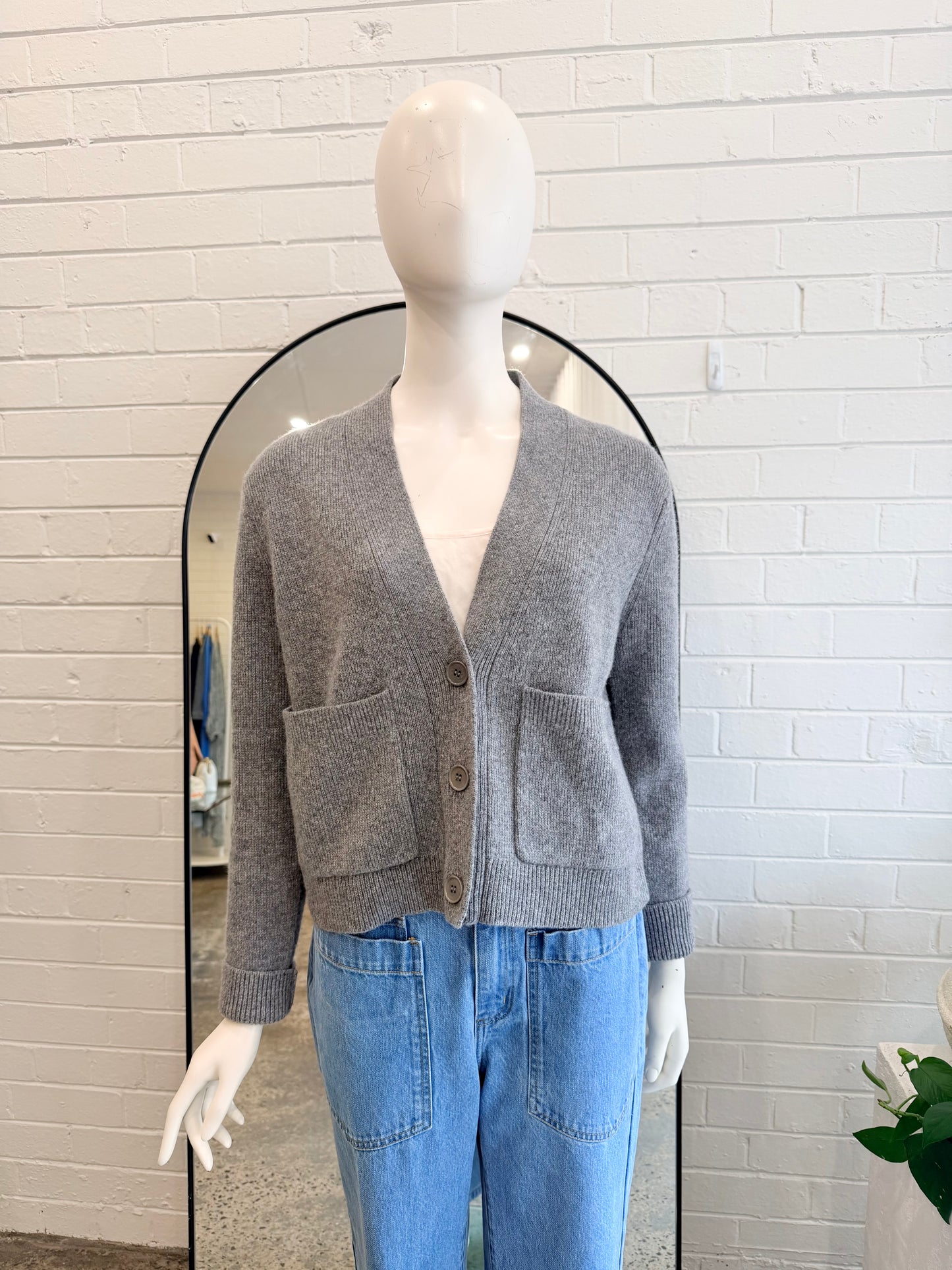 Oroton Wool Knit Cardigan in Grey - Size XS (8-10)