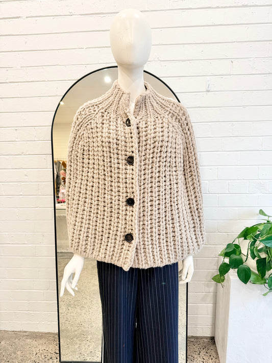 Scanlan Theodore Beige Chunky Wool Cape - Size M (10)