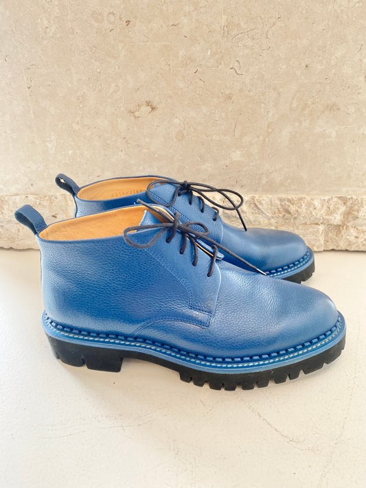 Meka Blue Leather Lace Up Boots - Size 40