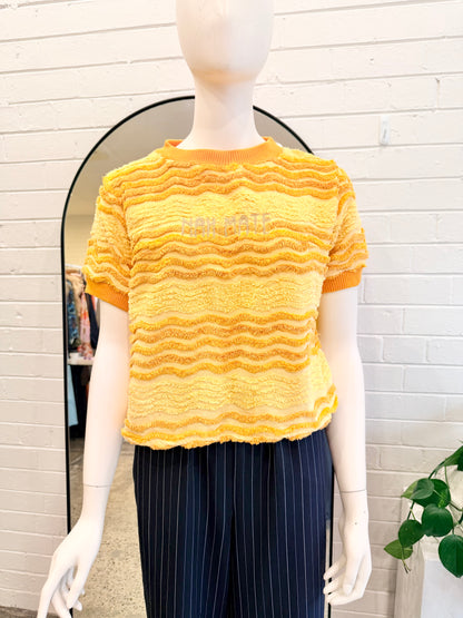 Alice Nightingale Nah Mate Fluffy Tee in Yellow - Size 10