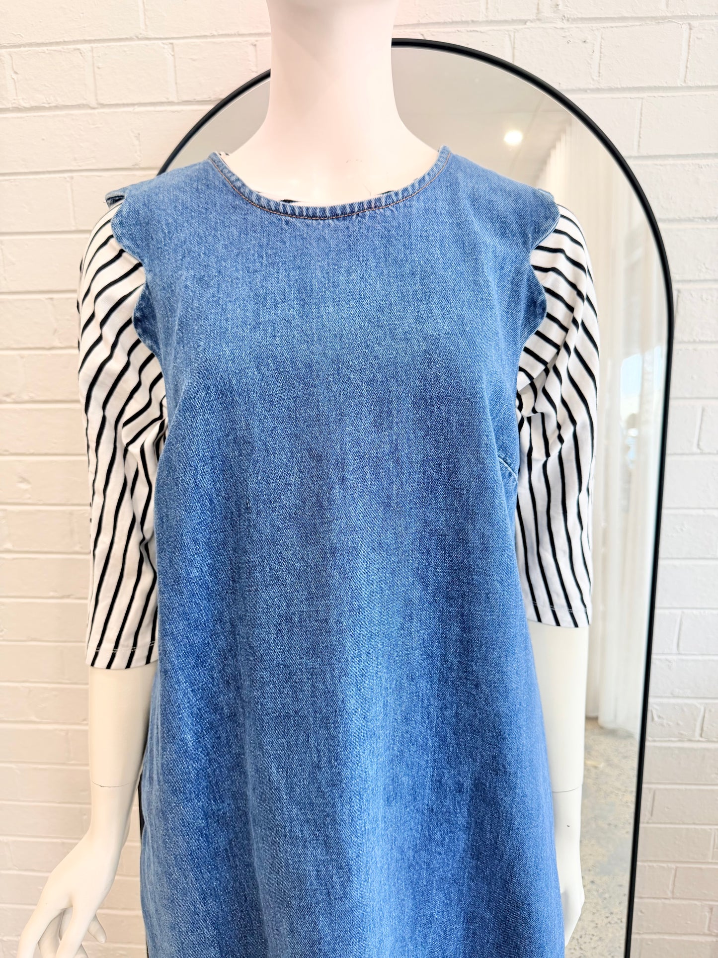 Gorman Peyton Petal Pinny Dress in Blue Denim - Size 12