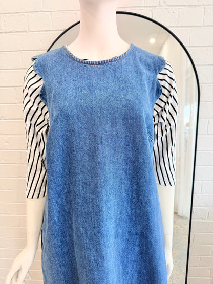 Gorman Peyton Petal Pinny Dress in Blue Denim - Size 12