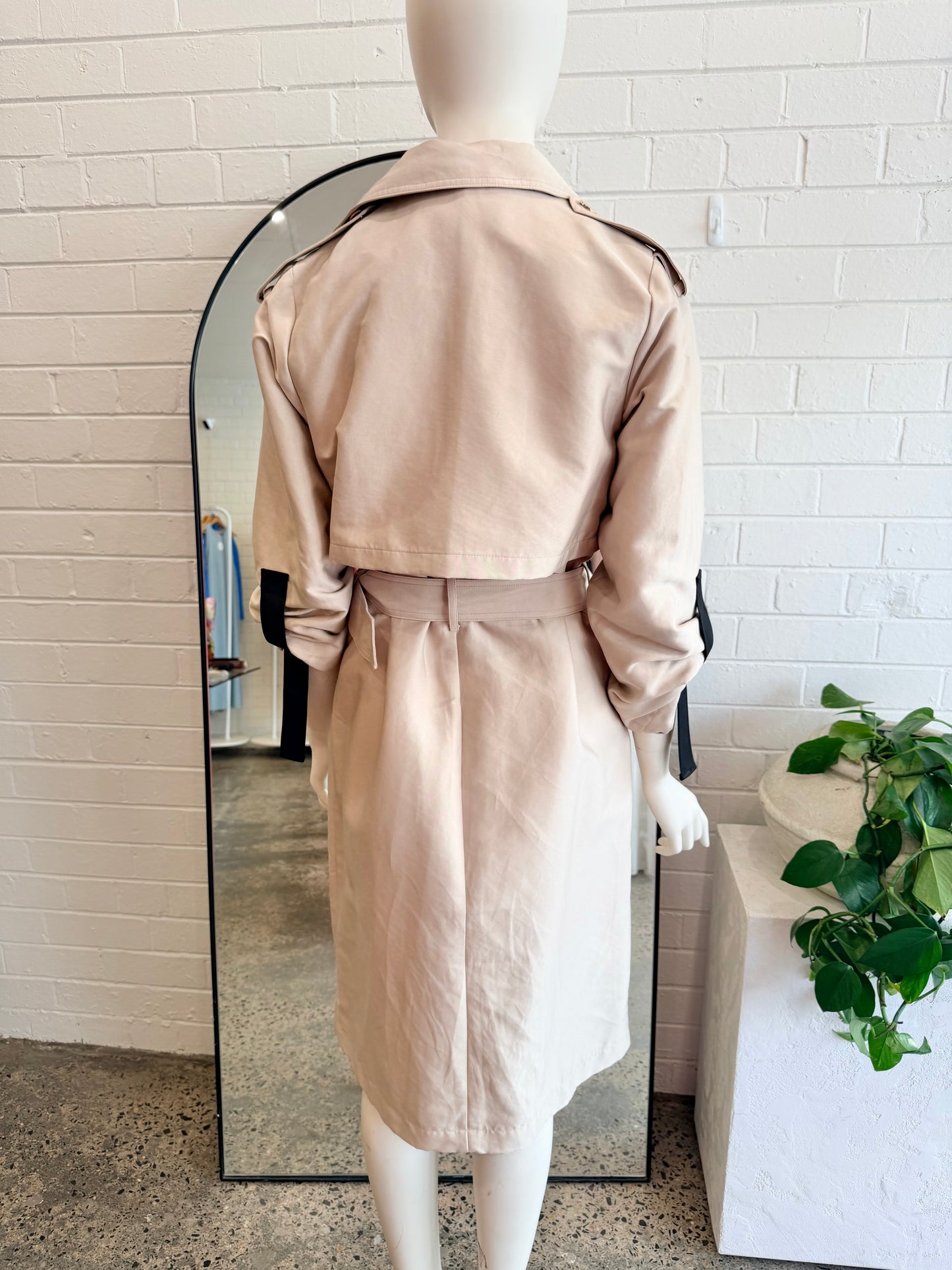 Karen Millen Beige Quilted Trench Coat - Size 8