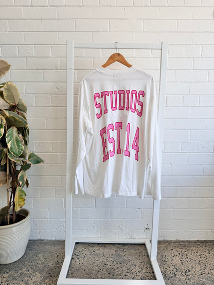 Ena Pelly White Kara Long Sleeve Tee - Size 16