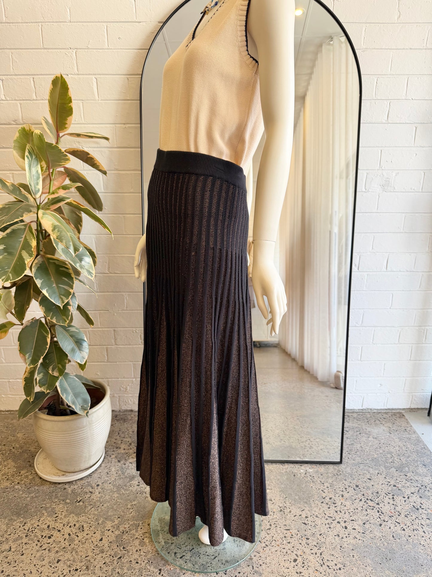Elk Black and Copper Glittra Knit Maxi Skirt - Size XL/XXL