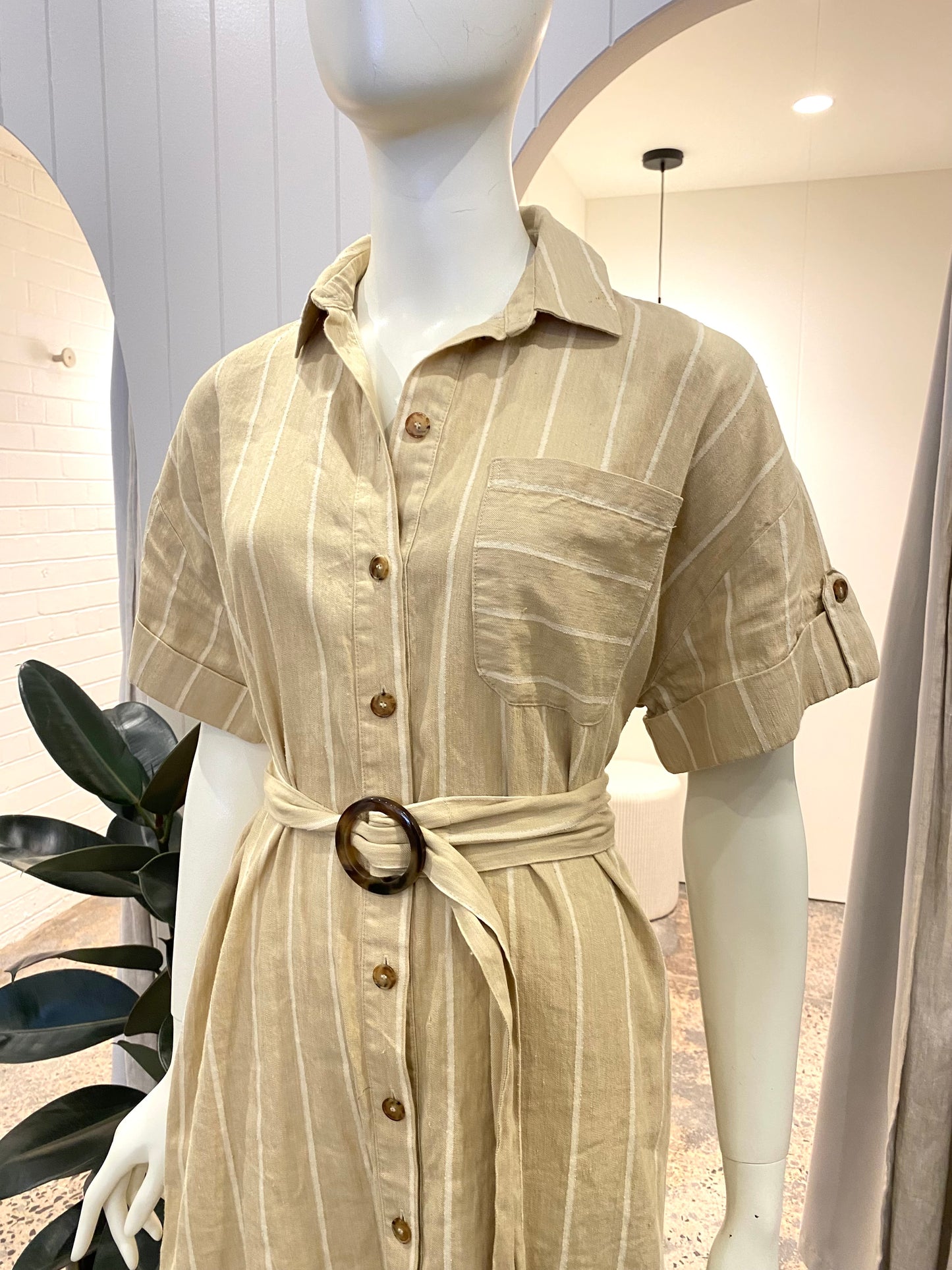 Sezane Alani Striped Linen Shirtdress - Size 36 (8/10)