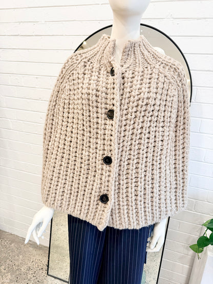 Scanlan Theodore Beige Chunky Wool Cape - Size M (10)