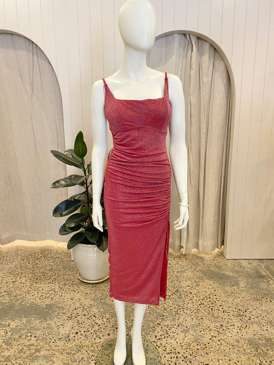 Popilush Metallic Midi Slip Dress - Size M (10)