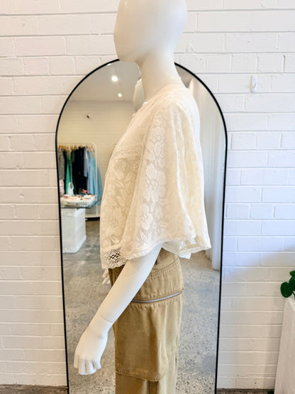 Spell 'Free Love' Lace Top in Vintage Cream - Size XXL (14)