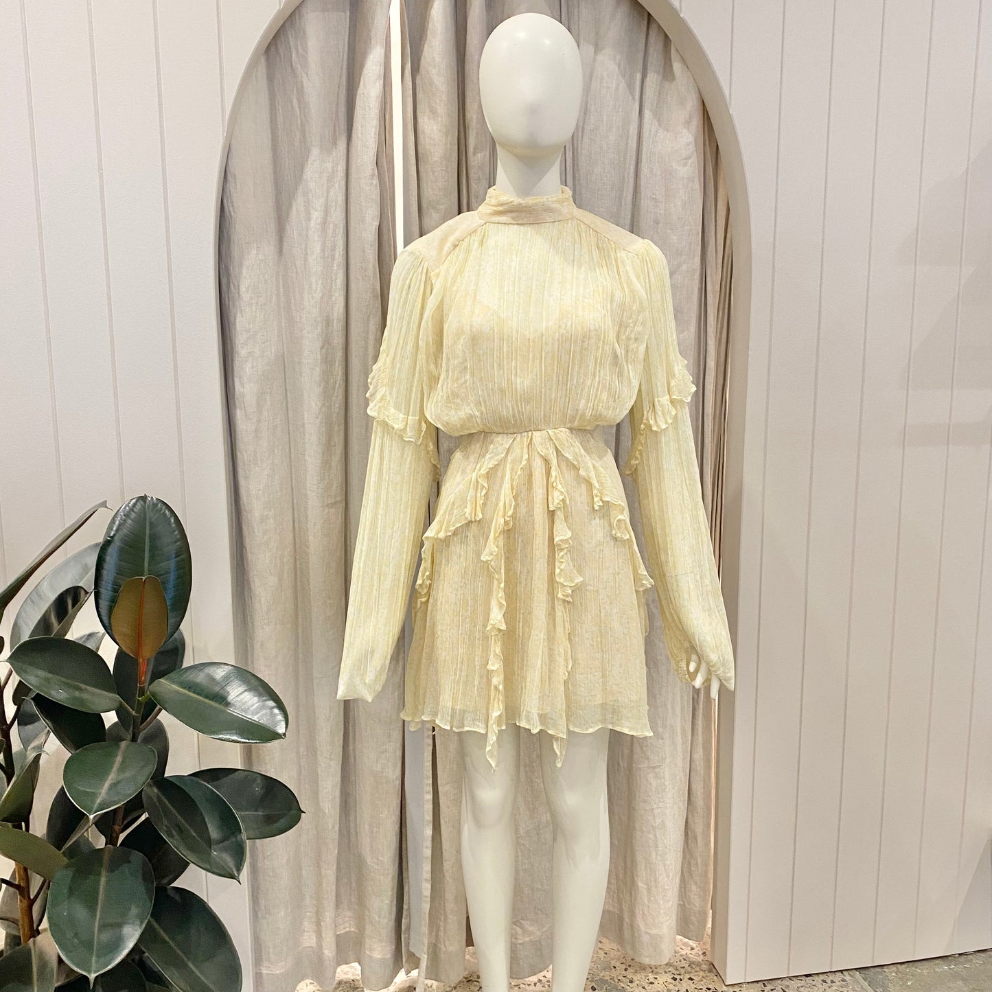 Shona Joy Yellow Floral Cut Out Dress - Size 10