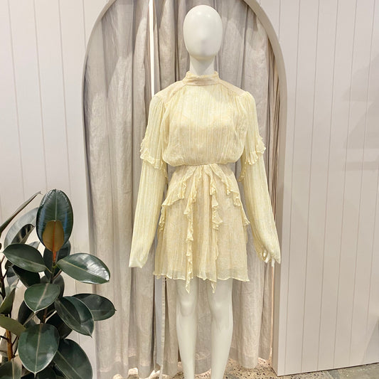 Shona Joy Yellow Floral Cut Out Dress - Size 10