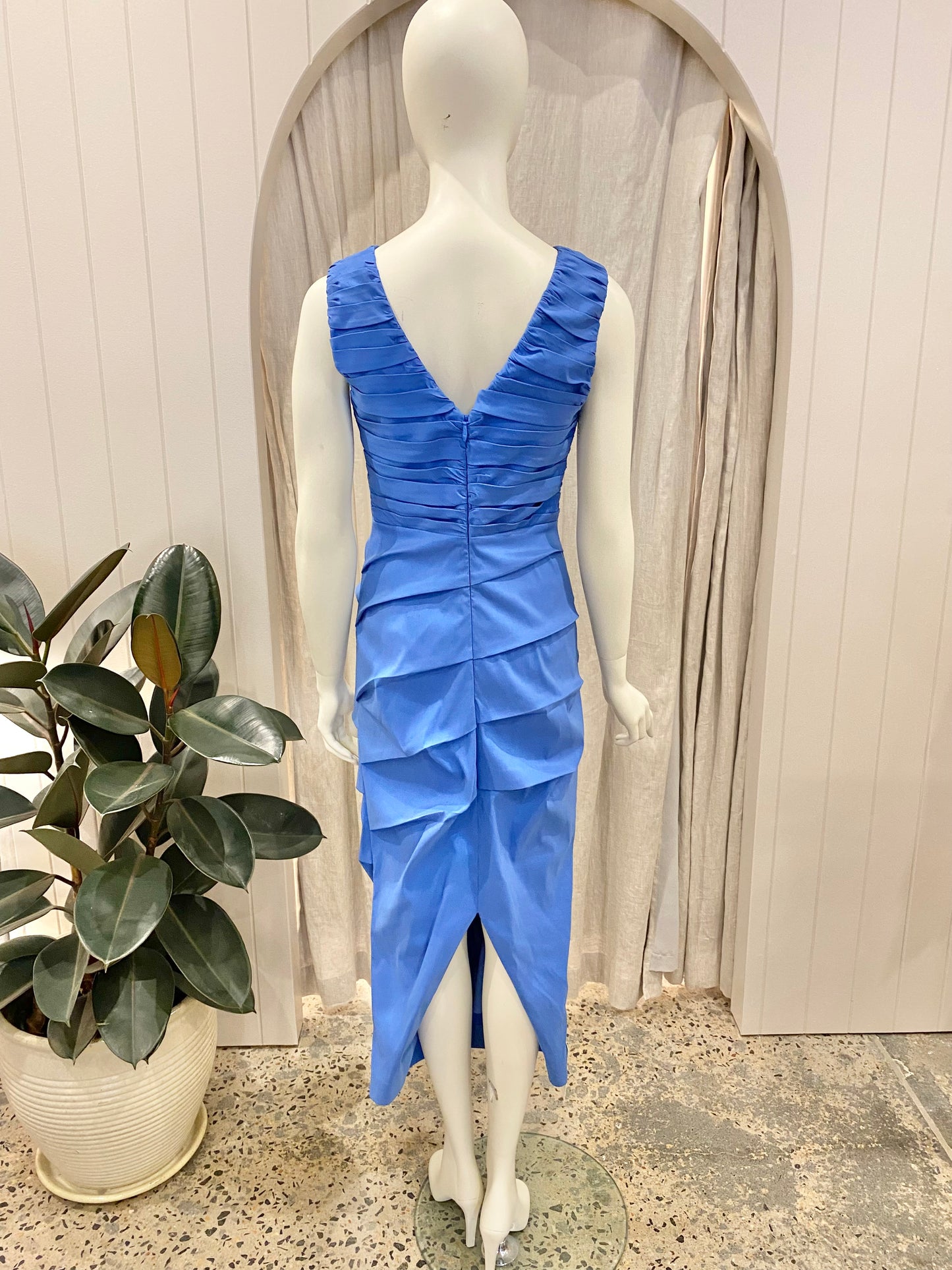 Rachel Gilbert Adela Ruched Blue Dress - Size 2 (10)
