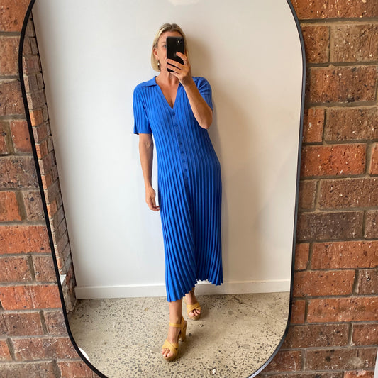 Country Road Blue Ribbed Knit Midi Dress - Size XL