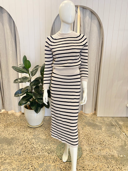 Sezane 'Naelle' Striped Knit Skirt in Navy/Ecru - Size Small (8)