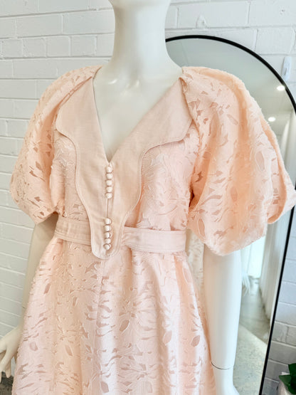 Acler Pink Floss Alfreda Midi Dress - Size 6 (au8)