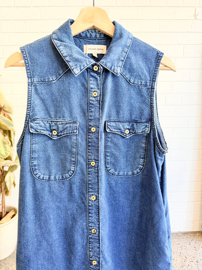 Outlander Denim Sleeveless Denim Shirt Dress - Size Medium