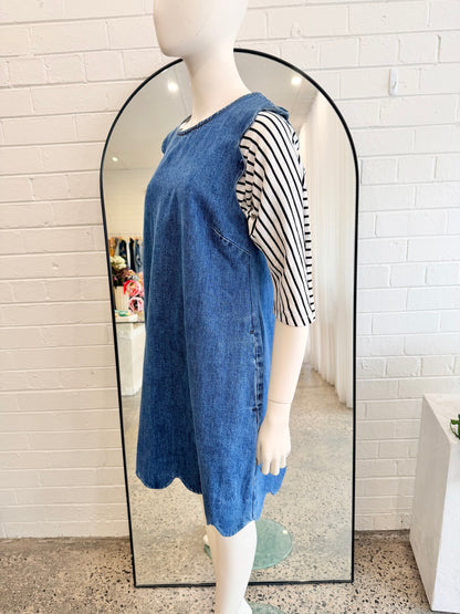 Gorman Peyton Petal Pinny Dress in Blue Denim - Size 12