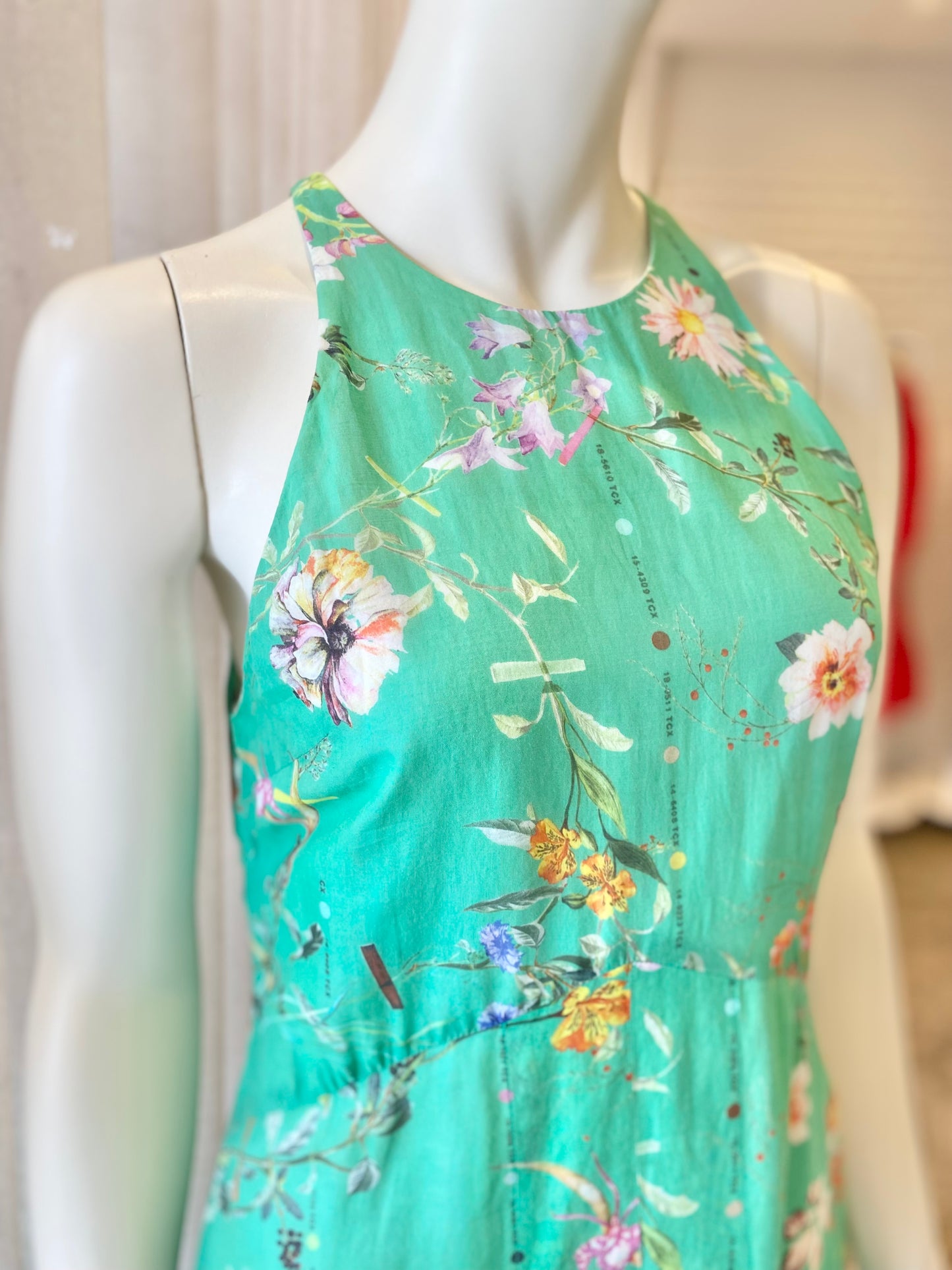 Scanlan Theodore Green Floral Midi Dress - Size 10