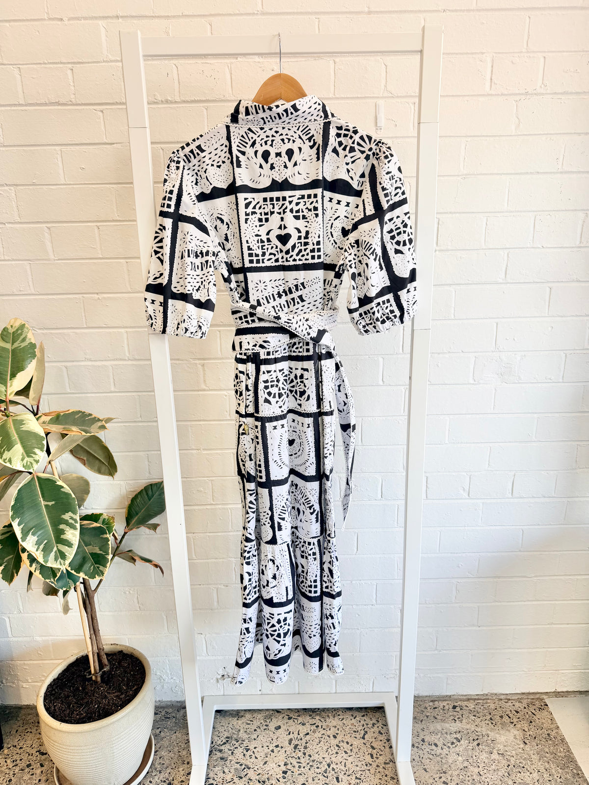 Binny 'Casamiento' Shirtdress in Black/White Print - Size 10
