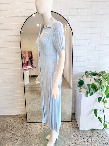 Scanlan Theodore Blue Pleated Rib Placket Dress - Size S (10)