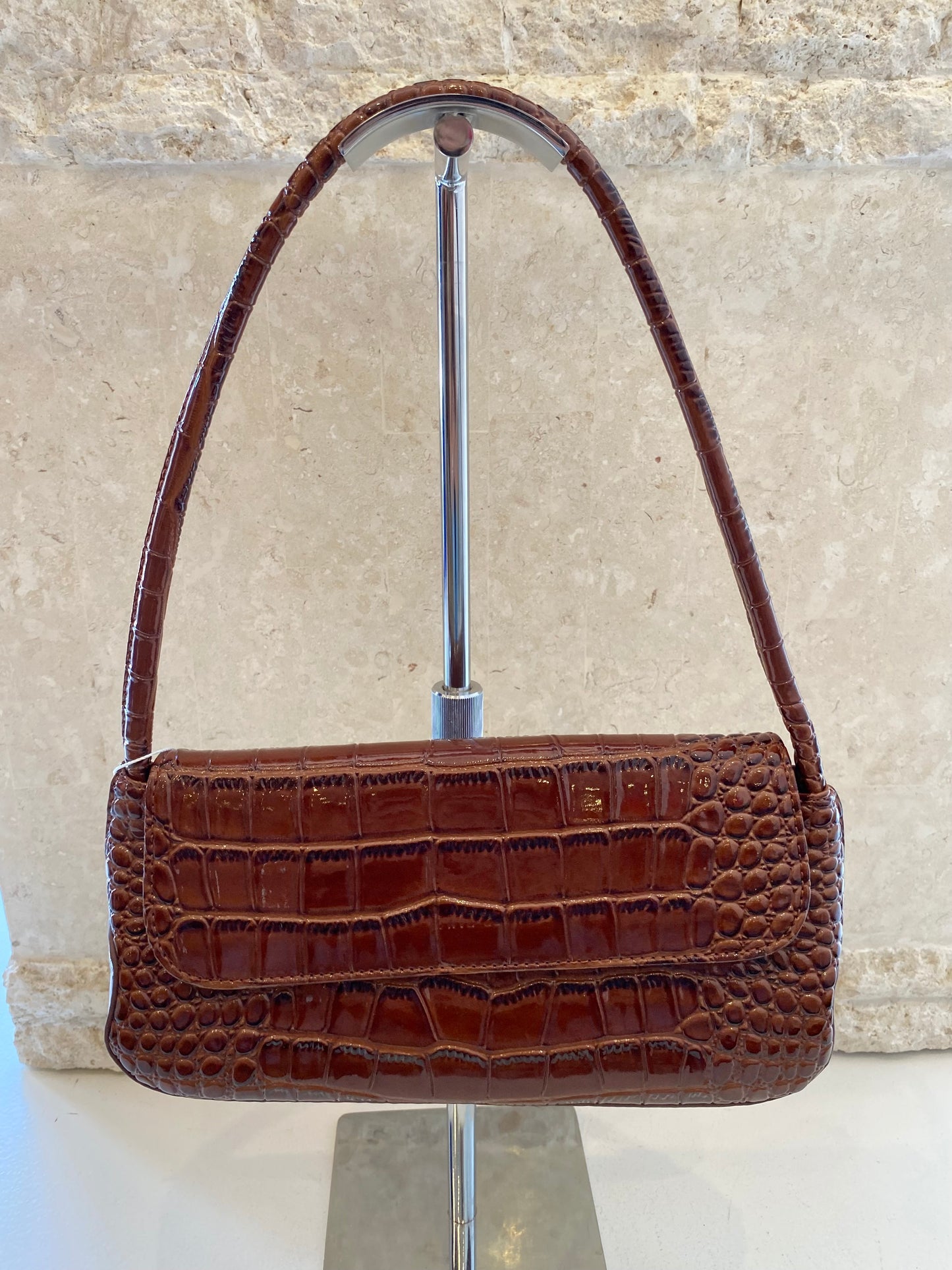 Brie Leon Brown Faux Croc Camille Bag